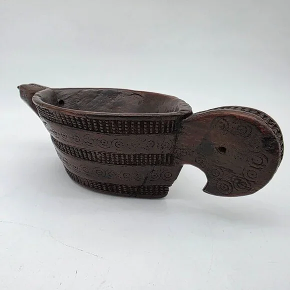 Antique Indian Hand Carved Mortar Wooden Designed Grinder Kharal Pot - Picture 7 of 9